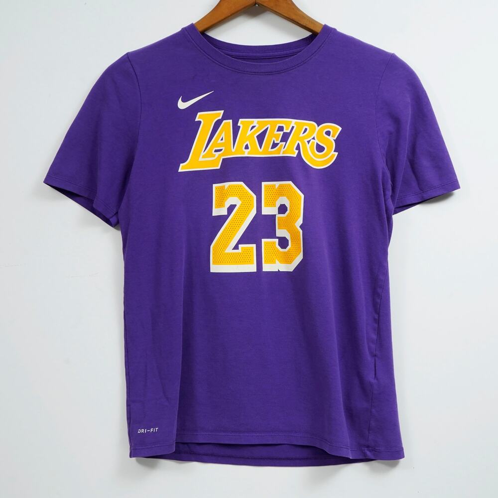 Los Angeles Lakers LeBron James #23 Nike Dri-FIT T-Shirt Youth L 14/16 Purple